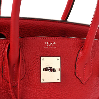 Hermes Taurillon Clemence Birkin 30 Rouge Casaque 6 of 12