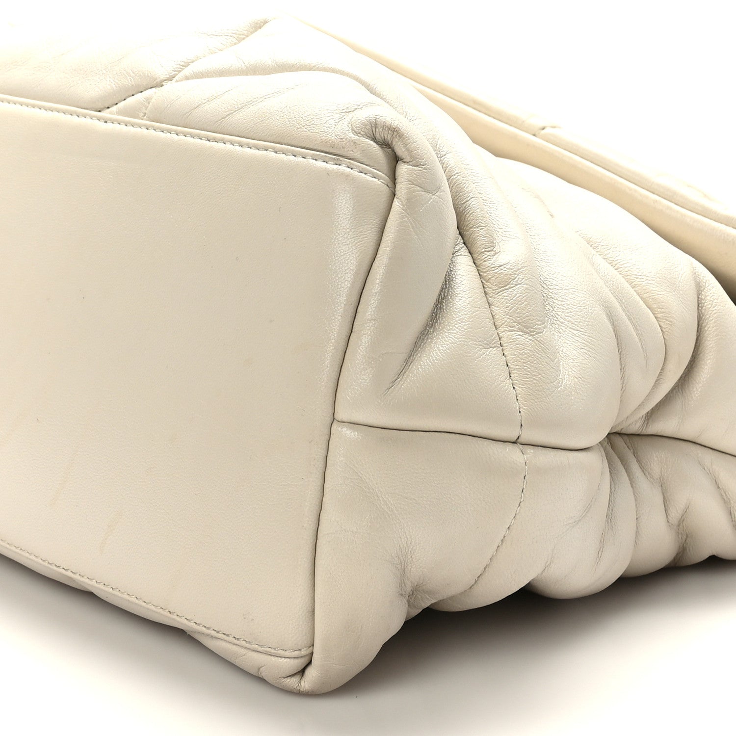 Saint Laurent Lambskin Quilted Medium Loulou Puffer Monogram Chain Satchel Crema Soft 9 of 9