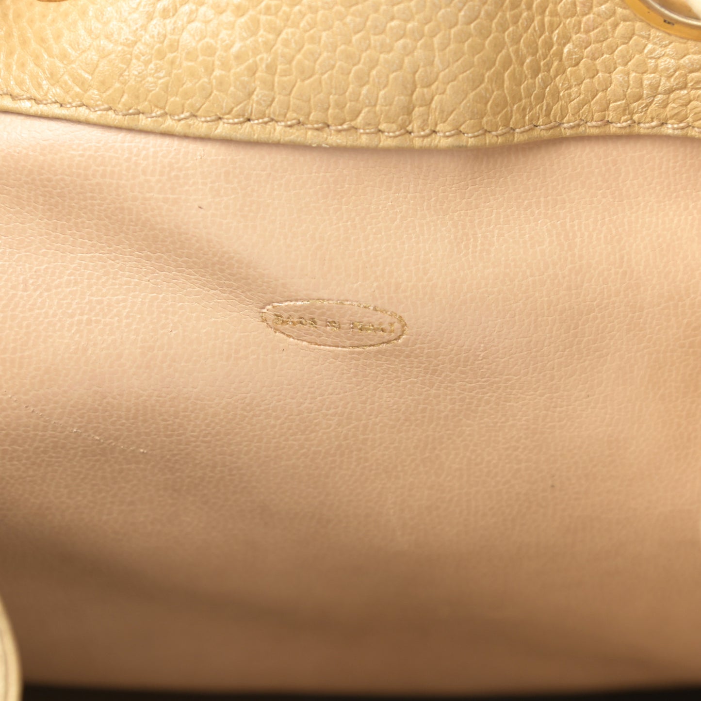 Caviar Drawstring Sling Backpack Beige