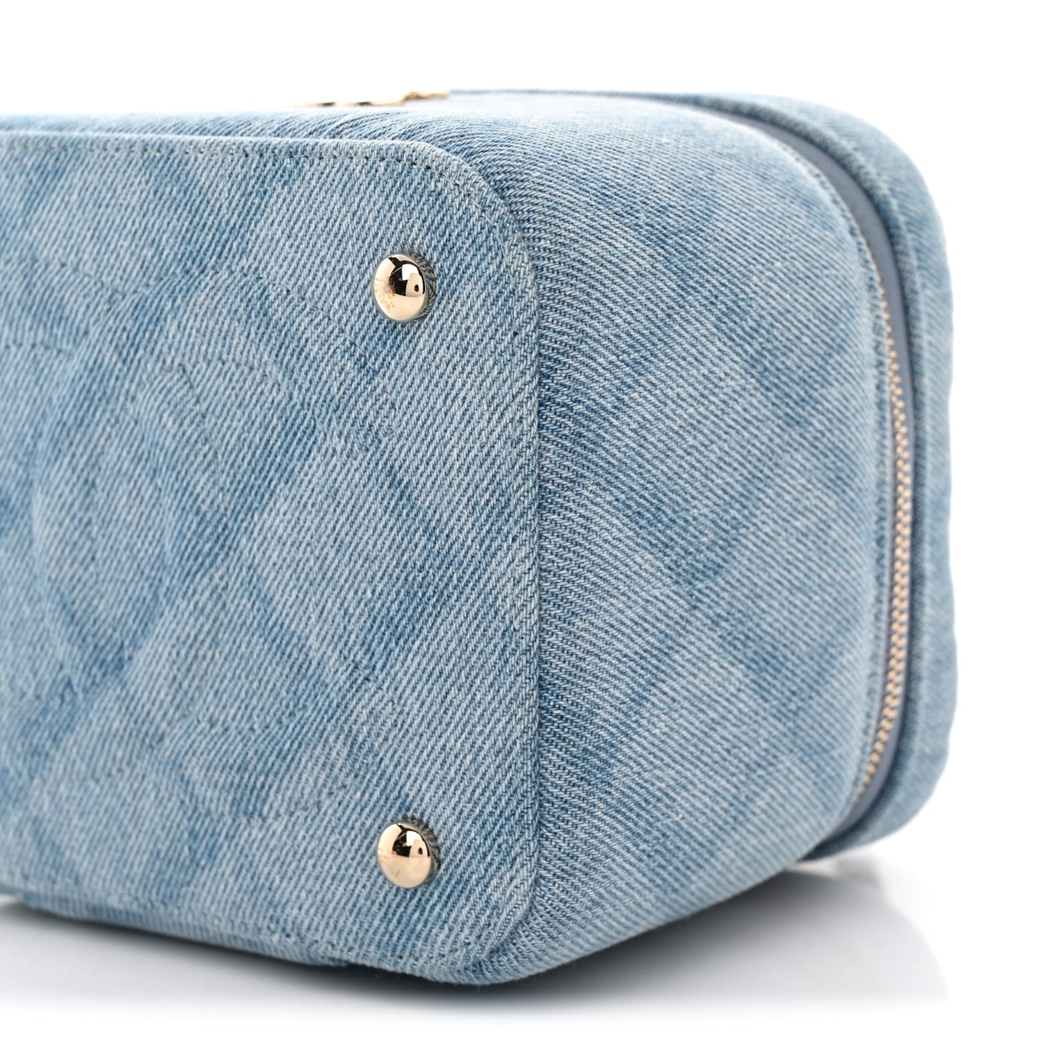 Chanel Denim Quilted Small CC Vanity Case Blue 10 of 10