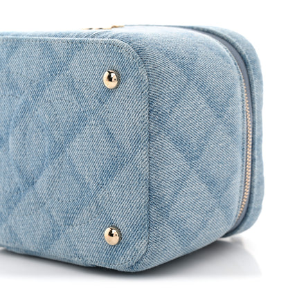 Chanel Denim Quilted Small CC Vanity Case Blue 10 of 10