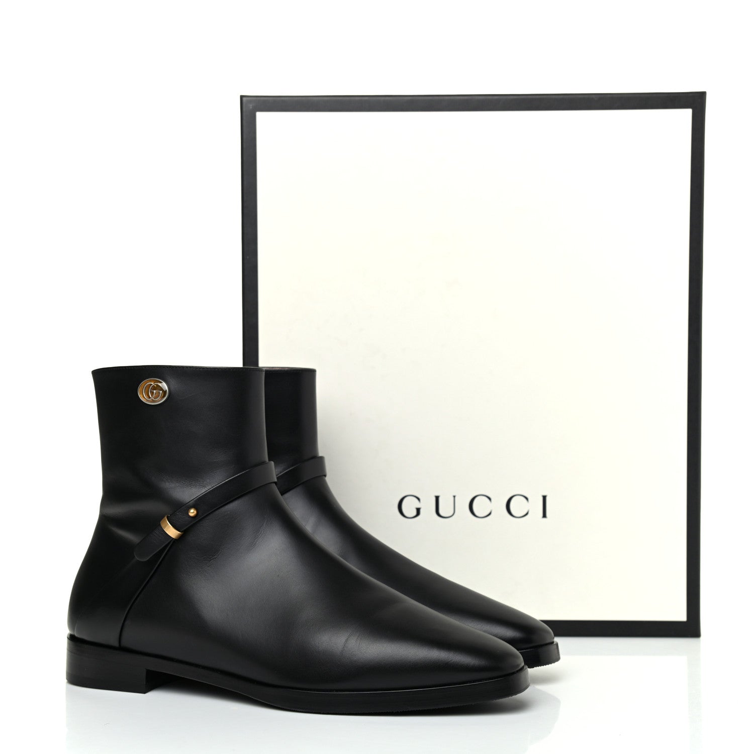 Gucci Calfskin Womens GG Ankle Boots 39 Black 11 of 11