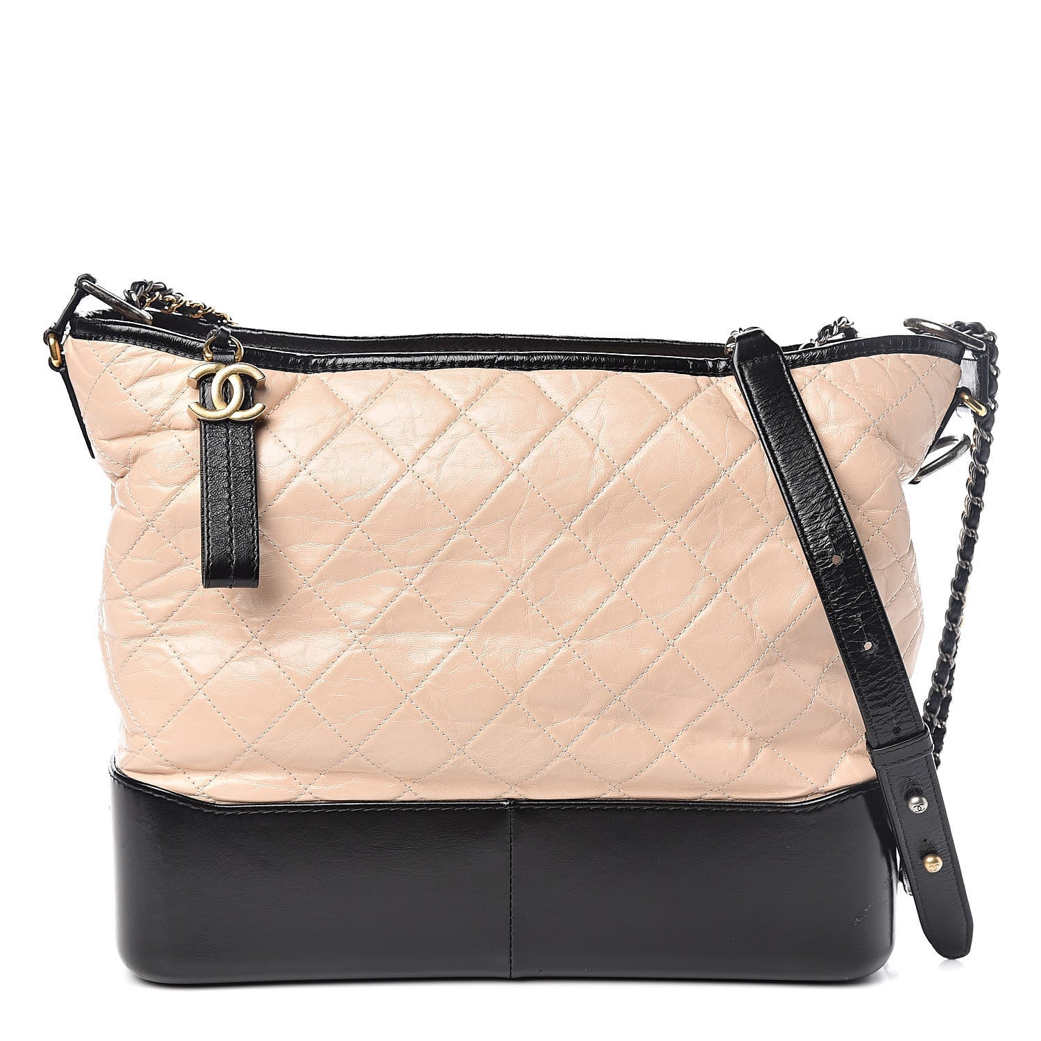 Chanel Aged Calfskin Quilted Large Gabrielle Hobo Beige Black 1 of 11
