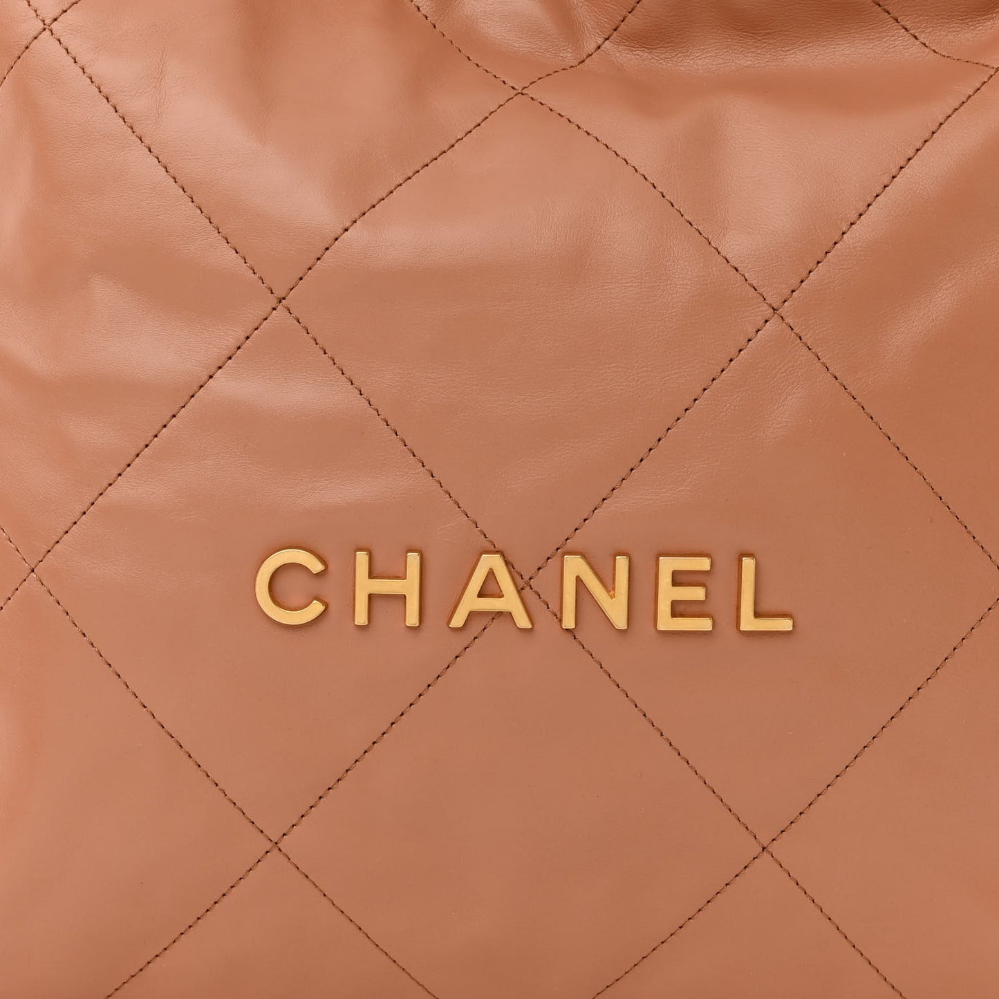 Shiny Calfskin Quilted Small Chanel 22 Beige
