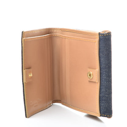 Christian Dior Denim Compact Saddle Wallet Blue 6 of 10