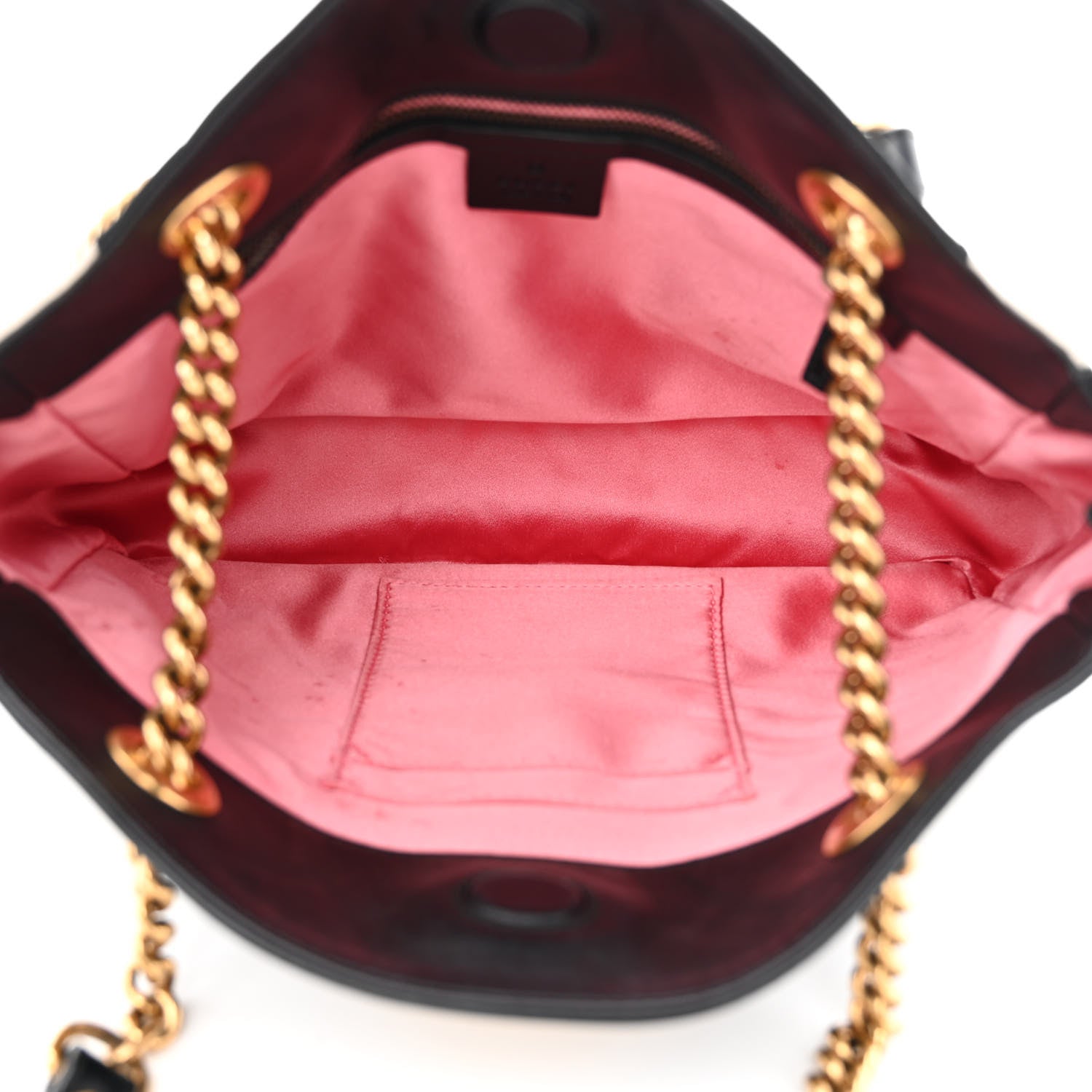 Gucci Calfskin Matelasse Medium GG Marmont Open Top Shoulder Bag Black White 7 of 13