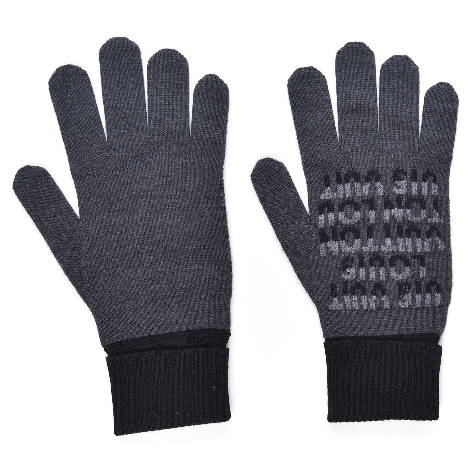 Louis Vuitton Wool Logo Gloves Grey 2 of 4