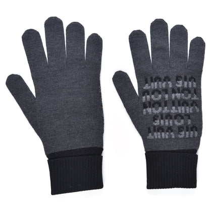 Louis Vuitton Wool Logo Gloves Grey 2 of 4