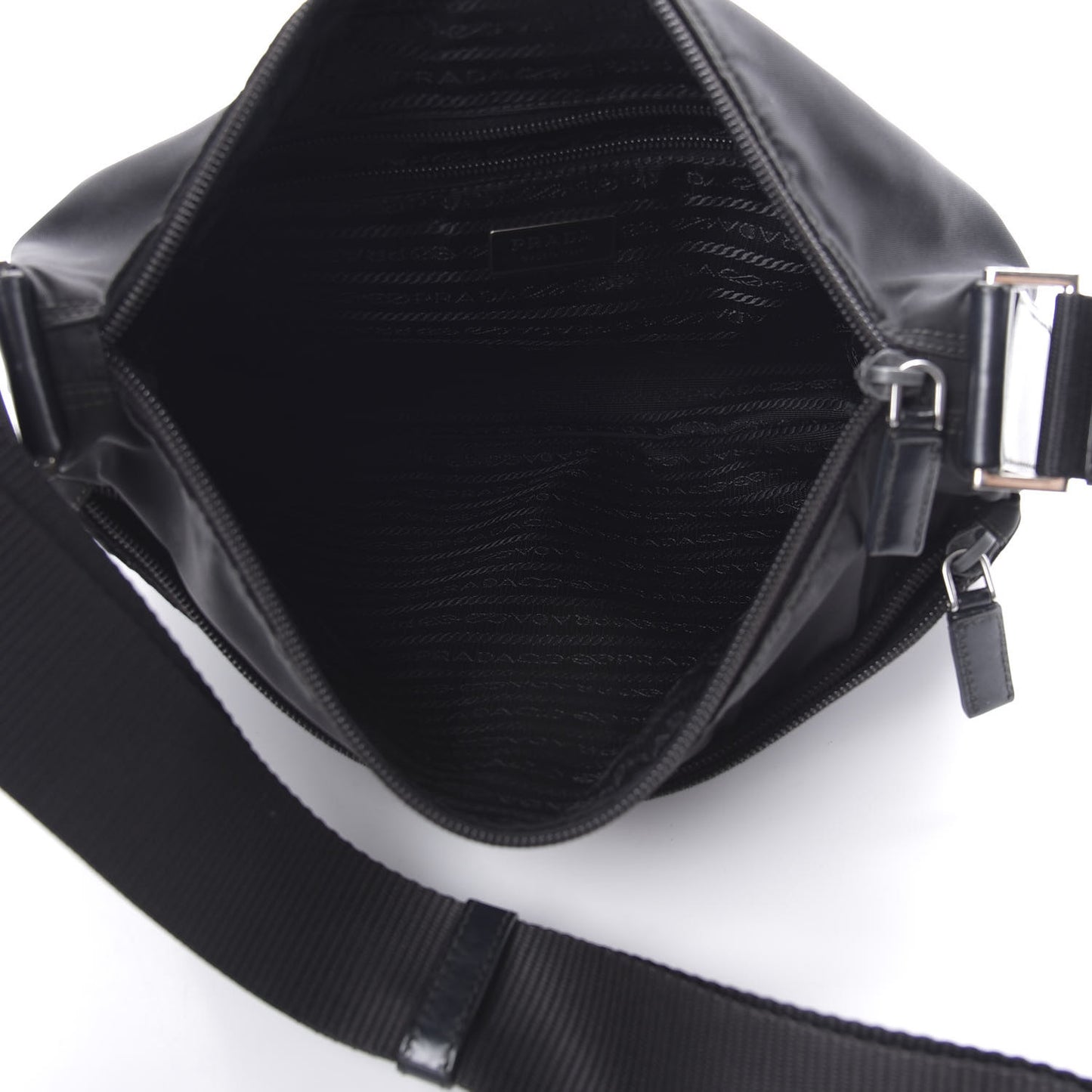 Nylon Vela Flat Messenger Bag Black