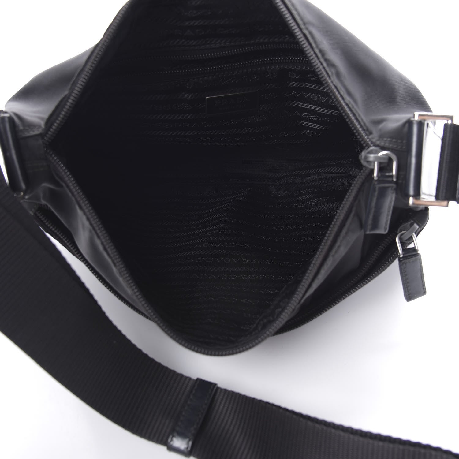 Prada Nylon Vela Flat Messenger Bag Black 5 of 10