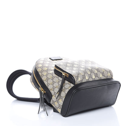 Gucci GG Supreme Monogram Bees Print Small Day Backpack Beige Oro Black 4 of 10