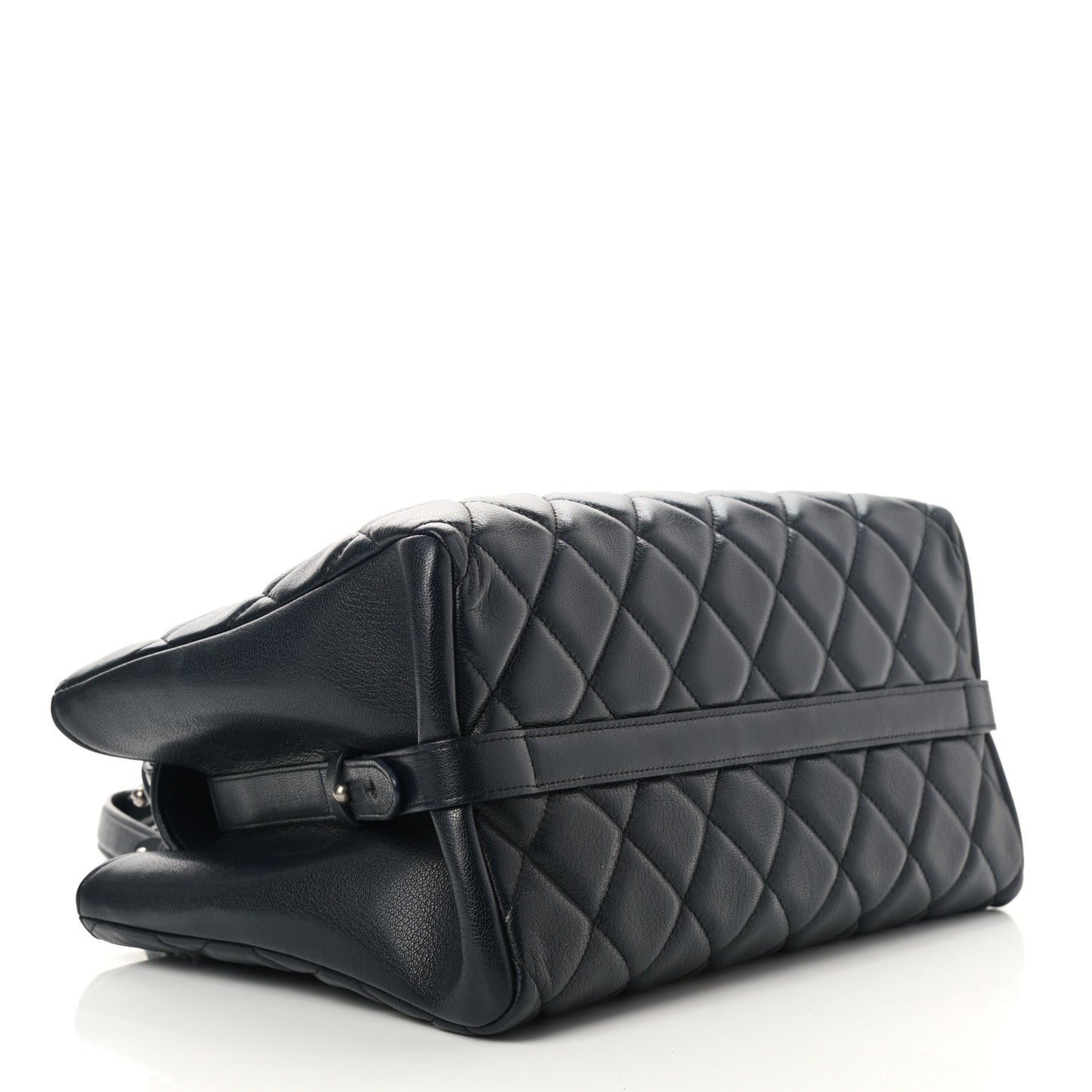 Goatskin Quilted Large City Rock Shopping Bag Navy