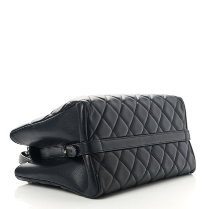 Chanel Goatskin Quilted Large City Rock Shopping Bag Navy 3 of 7