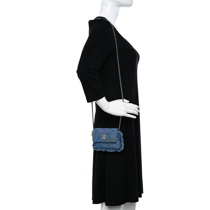 Chanel Denim Quilted Denim Mood Clutch With Chain Blue Multicolor 2 of 11