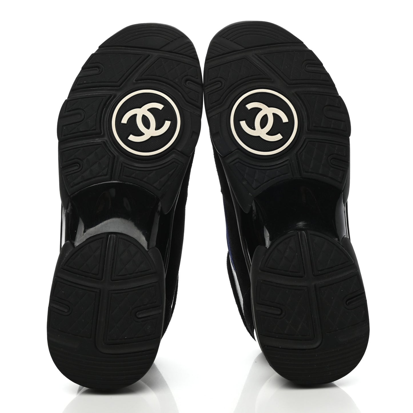 Suede Velvet Lambskin CC Sneakers 40 Black Blue Silver