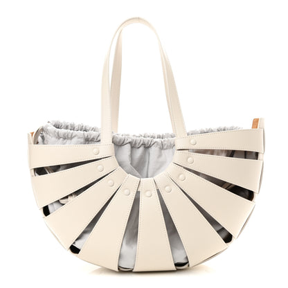 Bottega Veneta French Calfskin Shell Bag White Frost 1 of 9