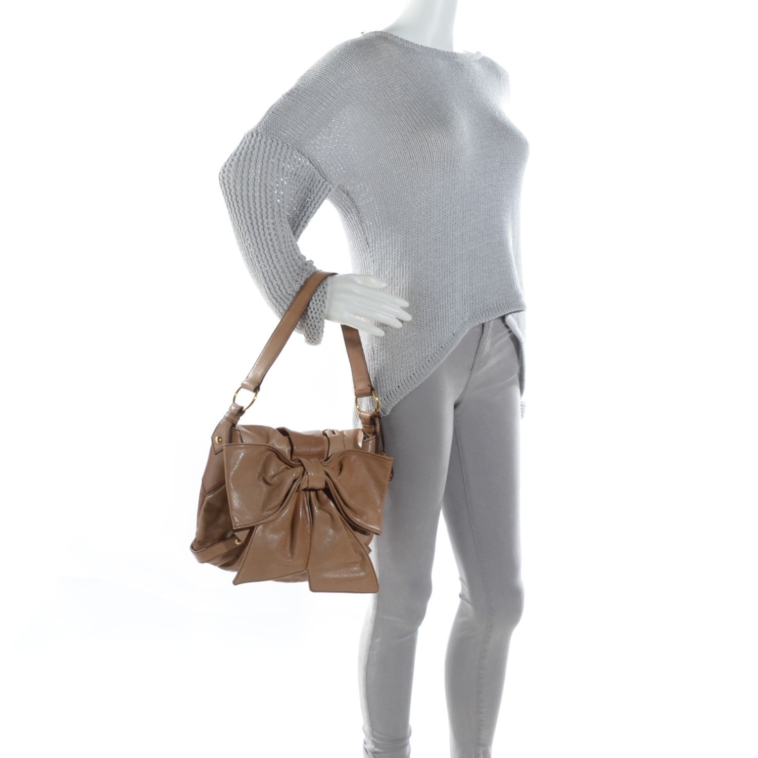 Saint Laurent Chèvre Bow Handbag Beige 2 of 8