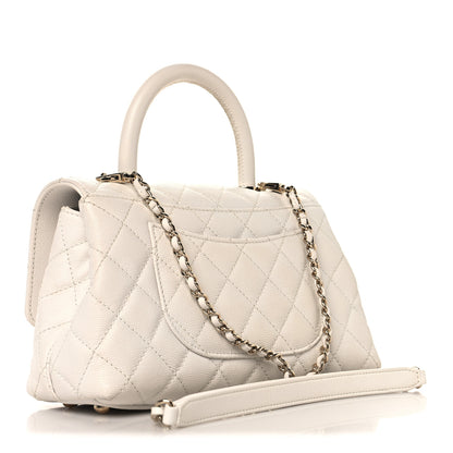 Chanel Caviar Quilted Mini Coco Handle Flap White 3 of 11