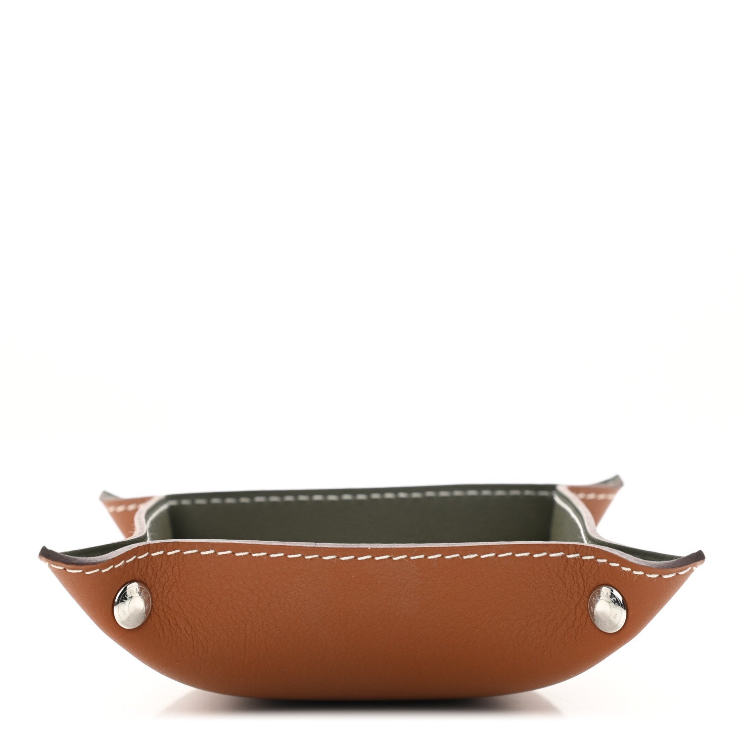 Hermes Taurillon Clemence Swift Mini Mises et Relances Change Tray Vert Veronese Fauve 5 of 6