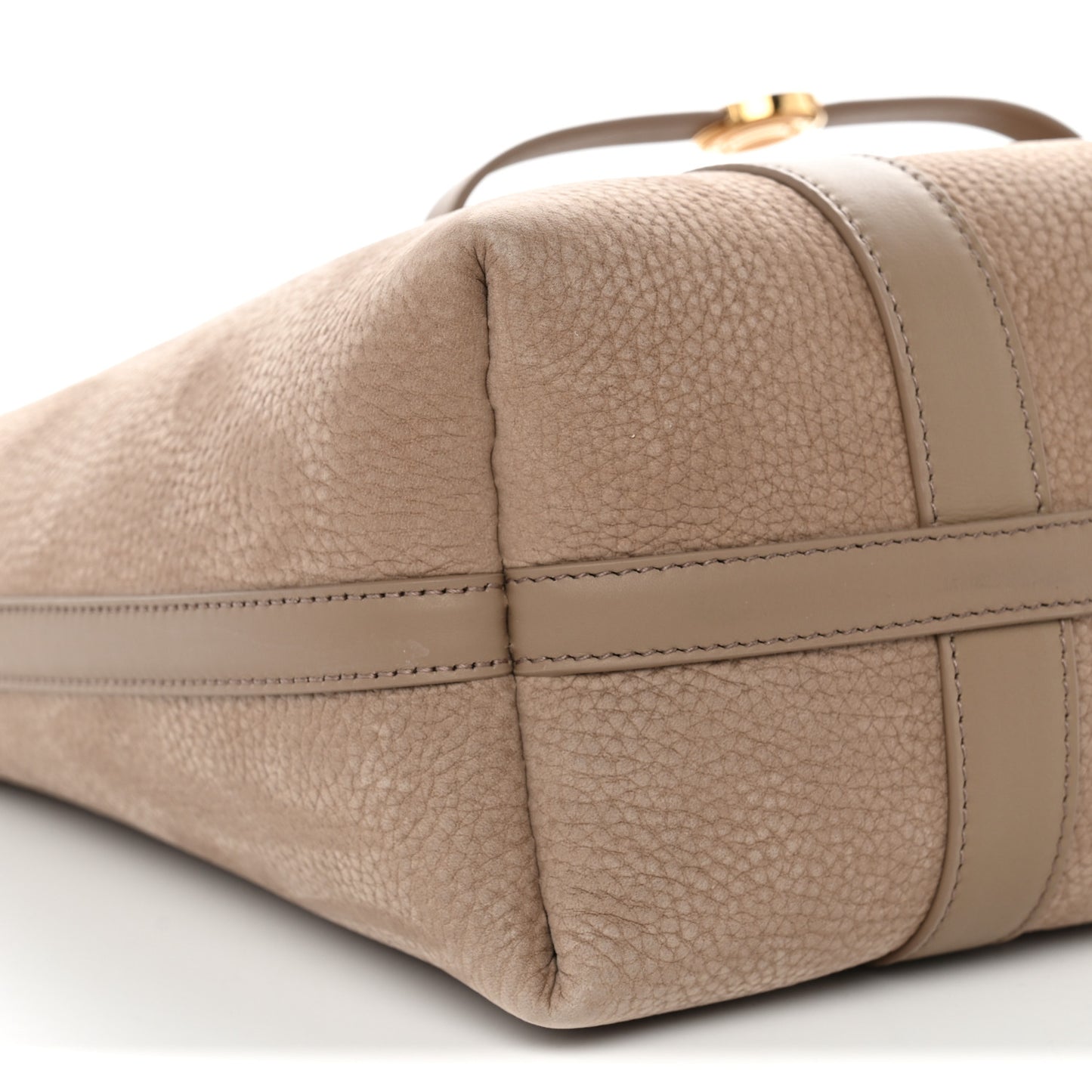 Nubuck Grained Calfskin Small Ghiera Shopper Tote Fume Taupe
