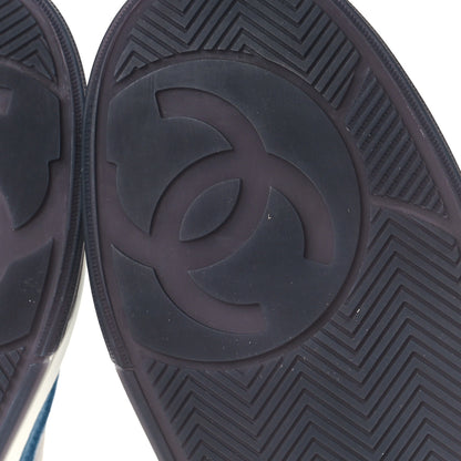 Chanel Suede Kidskin Womens CC Sneakers 38.5 White Blue 7 of 10