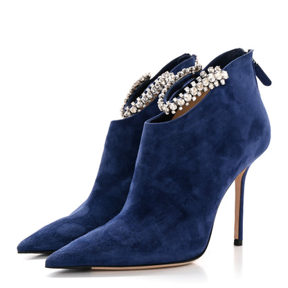 Jimmy Choo Suede Crystal Blaize 100 Ankle Boots 38 Pop Blue 3 of 12