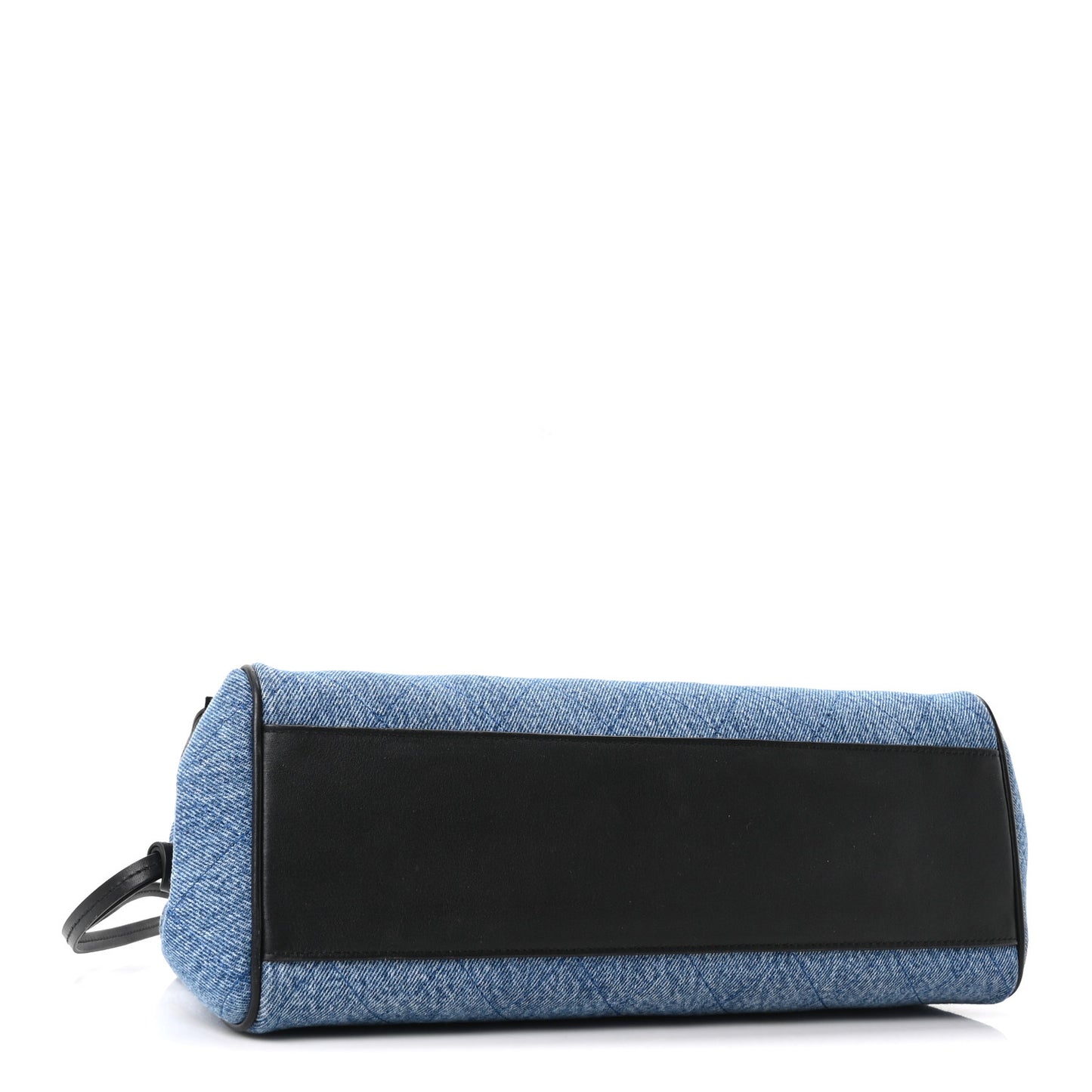 Calfskin Denim Quilted Urban Essentials Small Shopping Bag  Black Blue