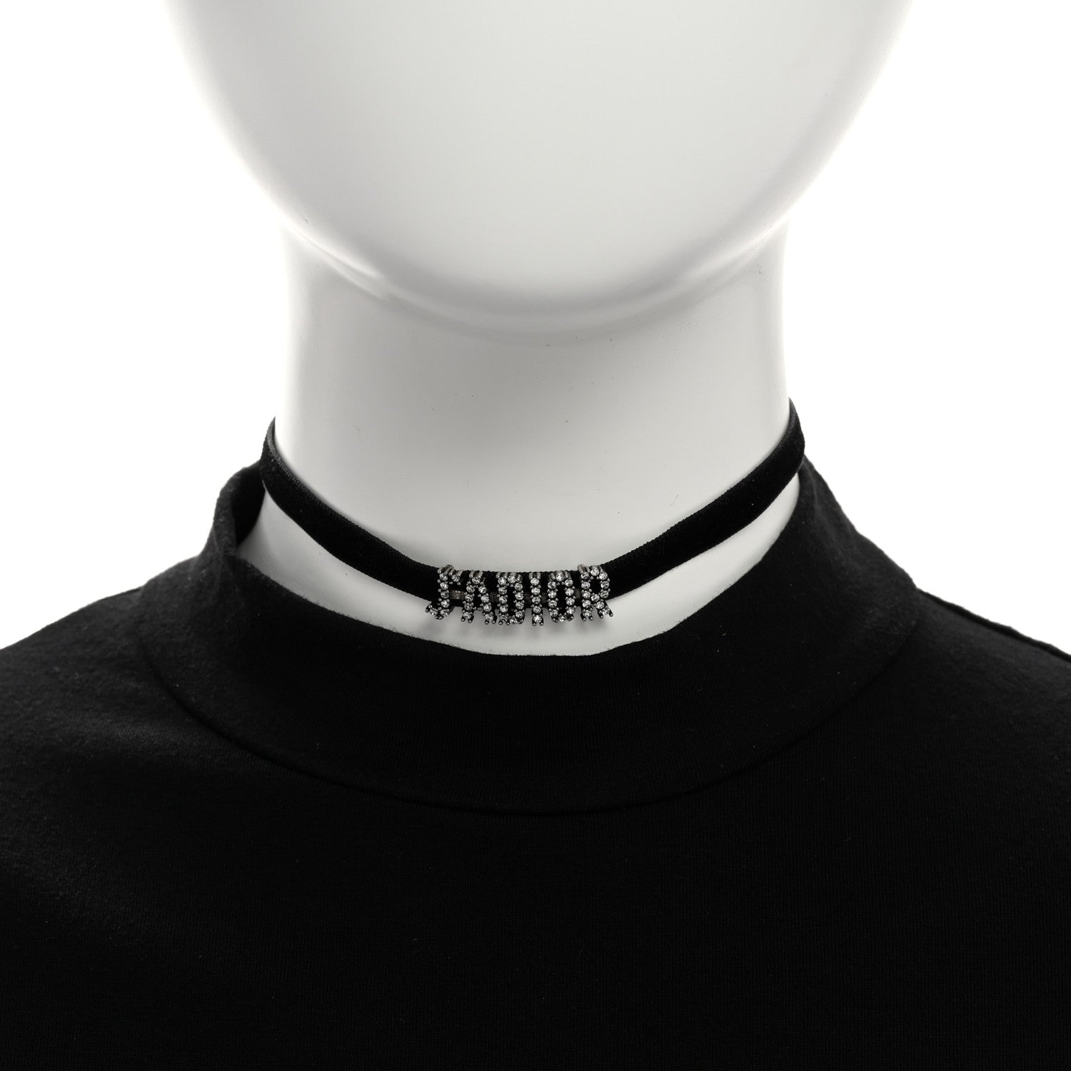 Christian Dior Velvet Crystal J’Adior Choker Necklace Black 2 of 5