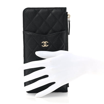 Chanel Caviar Quilted Classic Flat Wallet Pouch Black 2 of 7