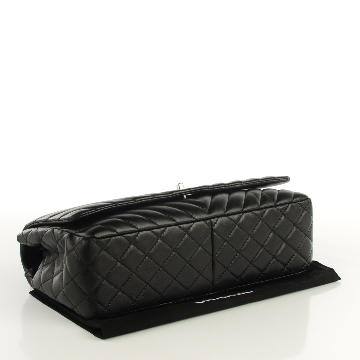 Chanel Lambskin Chevron Quilted Large Surpique Flap Black 4 of 8