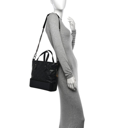 Chanel Aged Calfskin Quilted Medium Gabrielle Shopping Tote Black 2 of 14