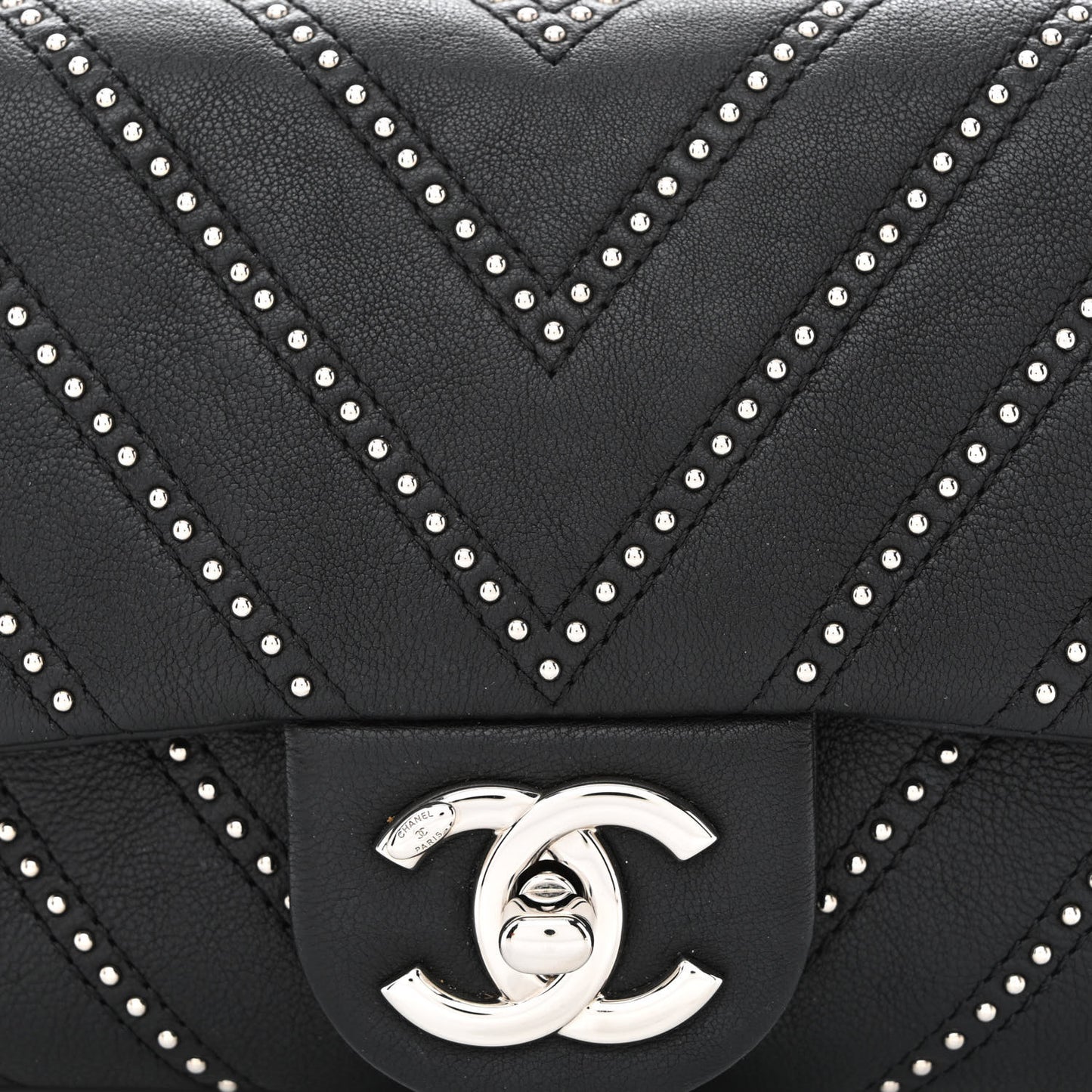 Calfskin Studded Chevron Stud Wars Waist Bag Black