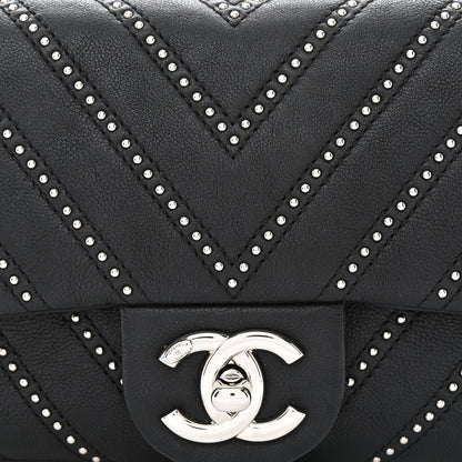 Chanel Calfskin Studded Chevron Stud Wars Waist Bag Black 8 of 10