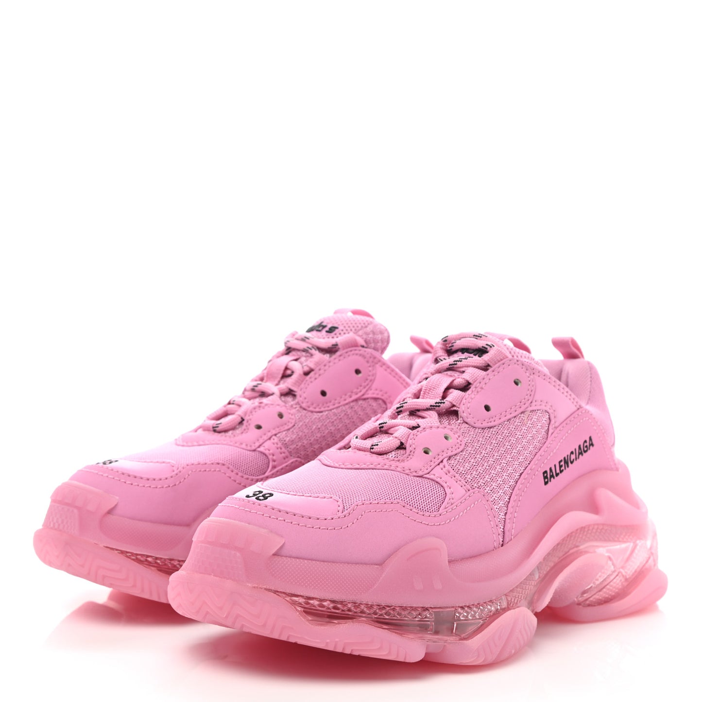 Fabric Mesh Clear Sole Womens Triple S Sneakers 38 Pink