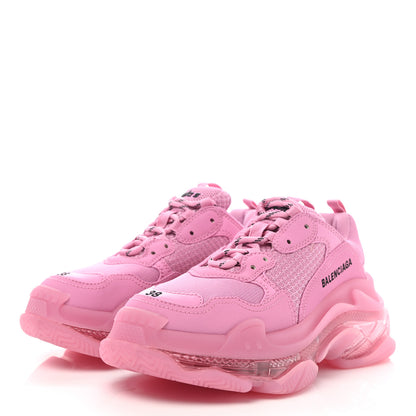 Balenciaga Fabric Mesh Clear Sole Womens Triple S Sneakers 38 Pink 3 of 8