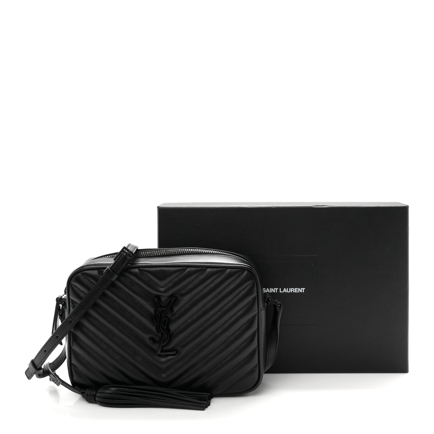 Saint Laurent Calfskin Matelasse Monogram Monochrome Lou Camera Bag Black 11 of 11
