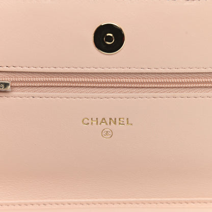 Chanel Lambskin Quilted Wallet On Chain WOC Beige Black 6 of 13