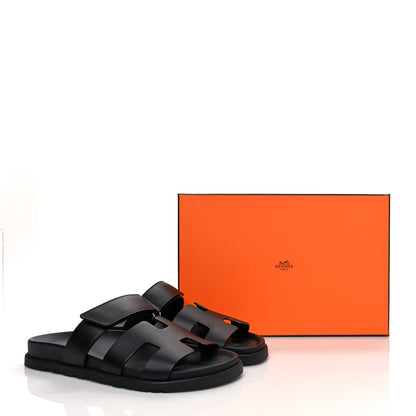 Hermes Calfskin Womens Chypre Sandals 39 Black 9 of 9