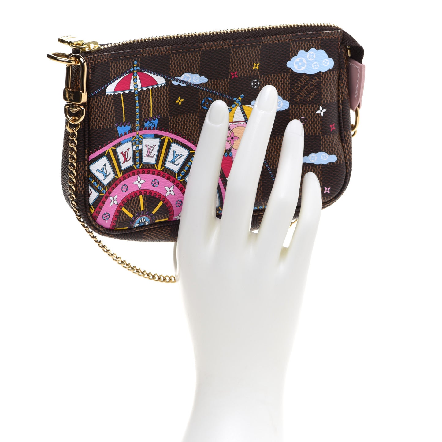 Damier Ebene 2020 Christmas Animation Big Wheel Mini Pochette Accessories Rose Ballerine