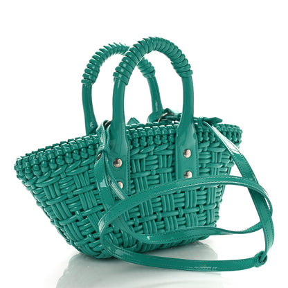 Balenciaga Faux Calfskin Braided Varnished XXS Bistro Basket Green 3 of 8