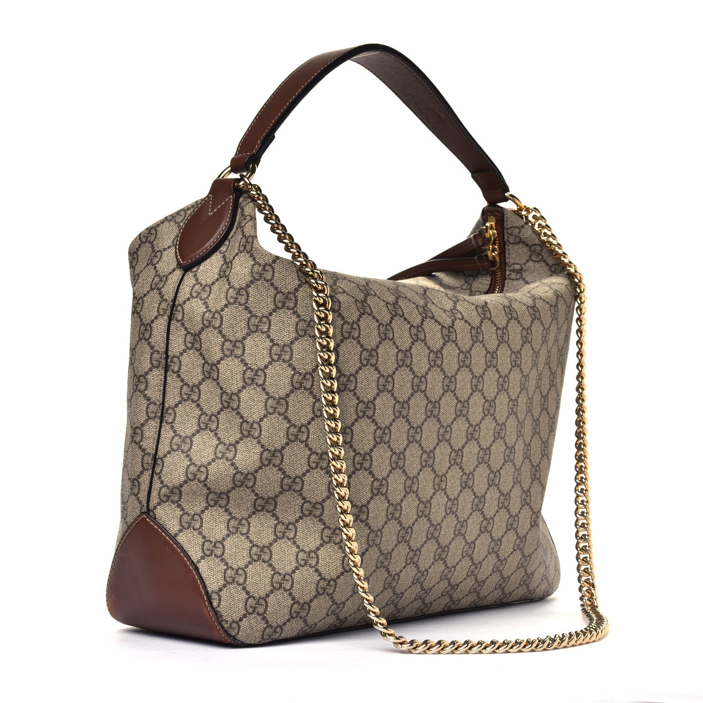 GG Supreme Monogram Large Linea A Hobo Light Brown