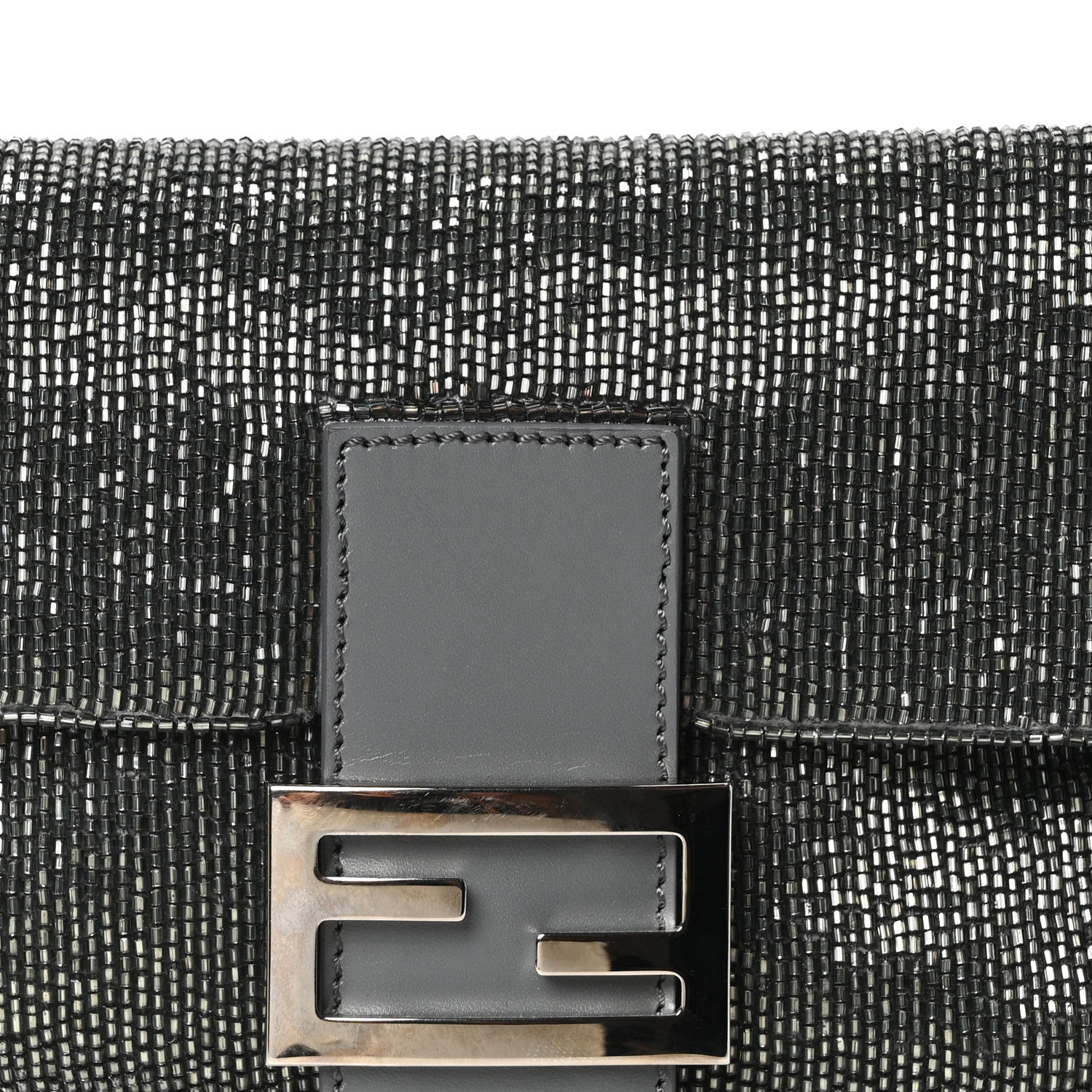 Fendi Sequin Beaded Baguette Grey 8 of 10