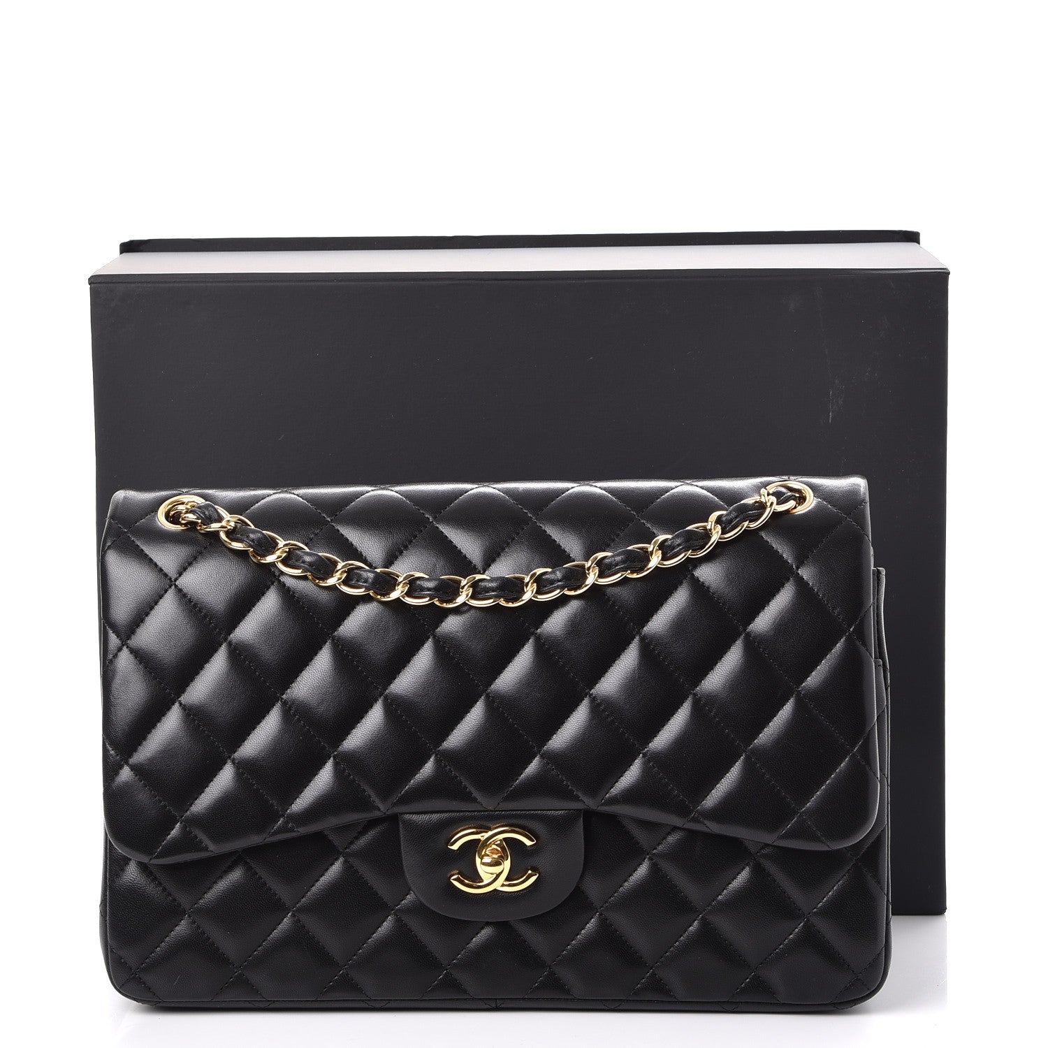 Chanel Lambskin Quilted Jumbo Double Flap Black 9 of 9
