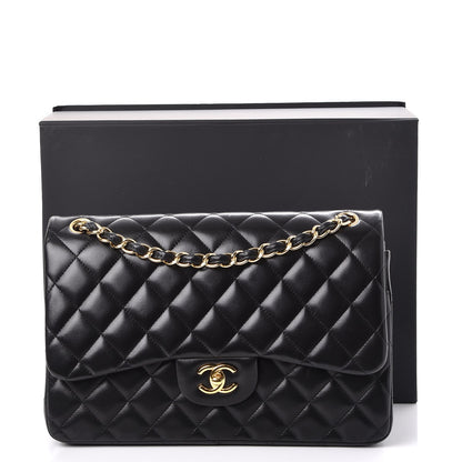 Chanel Lambskin Quilted Jumbo Double Flap Black 9 of 9