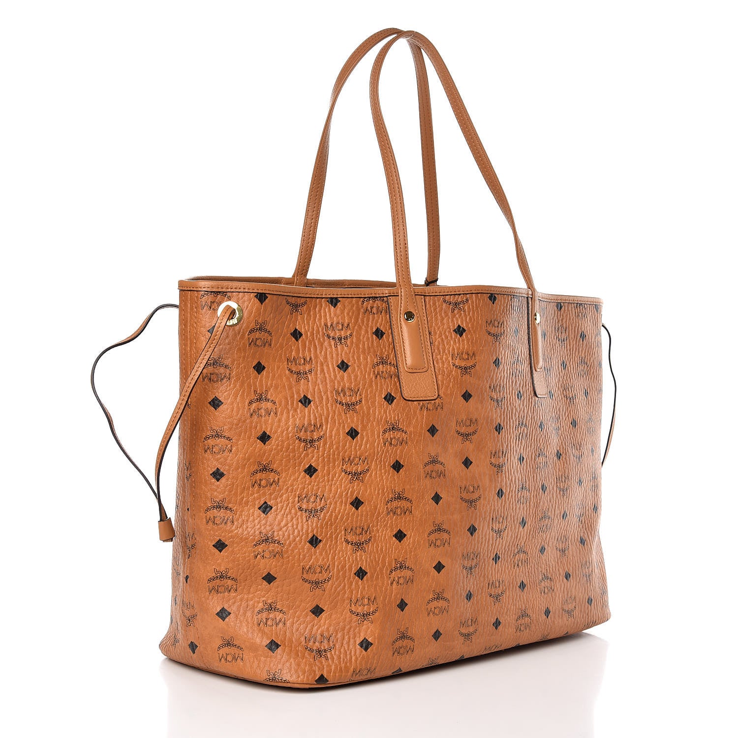 MCM Visetos Large Liz Reversible Shopper Tote Cognac 4 of 12