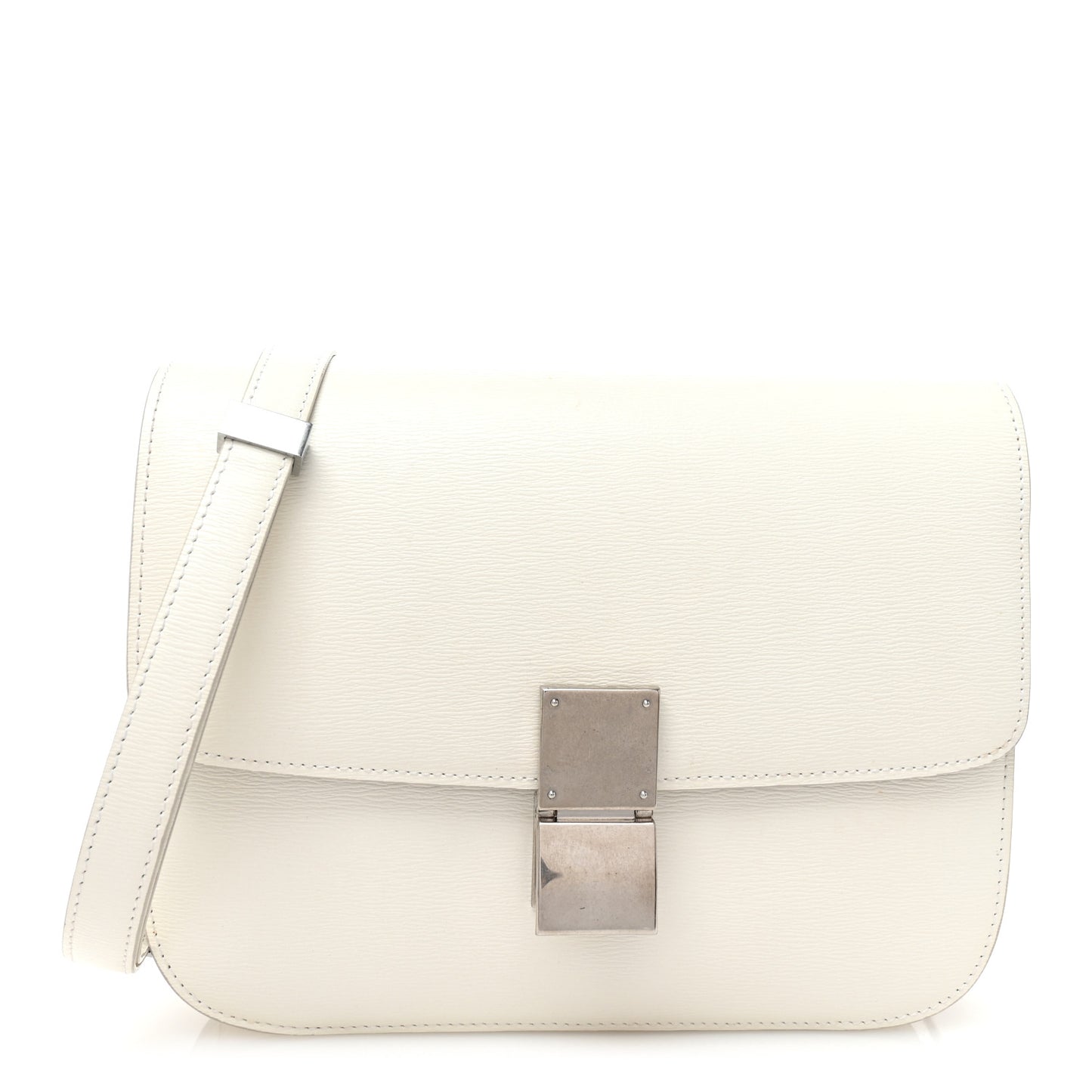 Liege Calfskin Medium Classic Box Flap Bag White