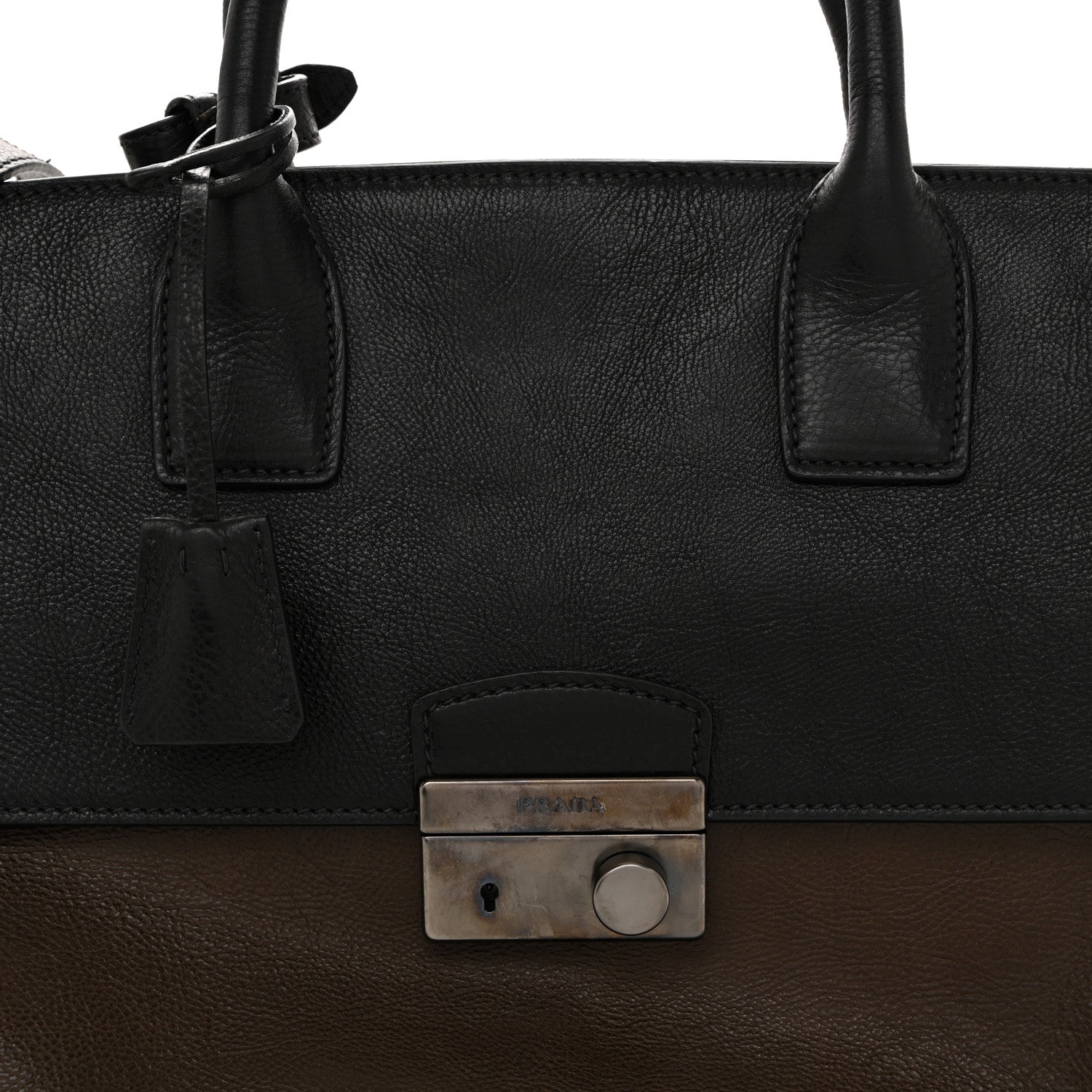 Prada Glace Calfskin Sound Tote Bag Militare Black 8 of 15