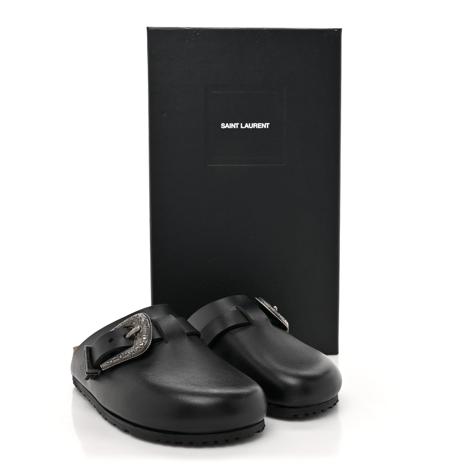 Saint Laurent Calfskin Buckle Jimmy Clog 36.5 Black 10 of 10