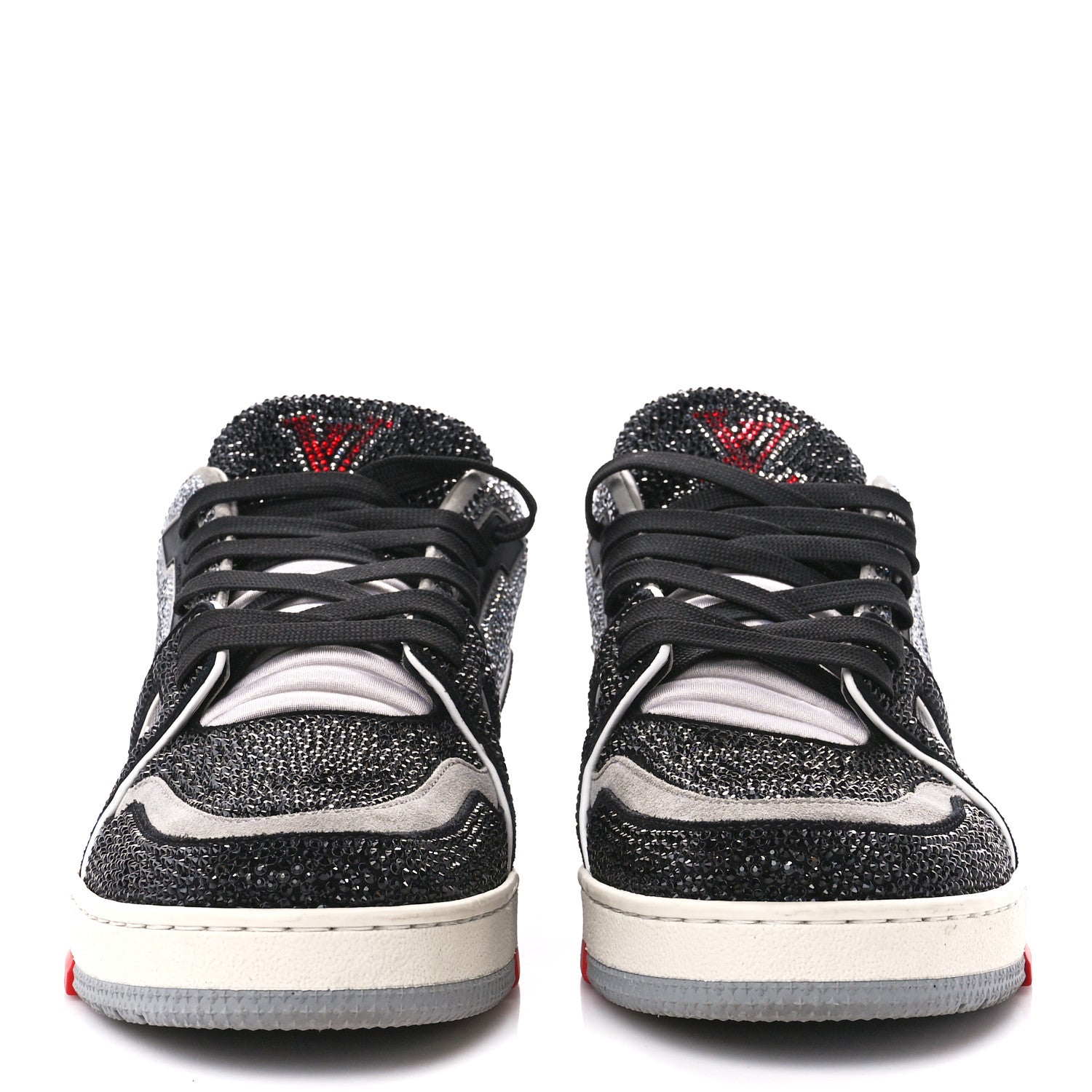 Louis Vuitton Crystal Mens LV Trainer Sneakers 9 Black Grey 2 of 9