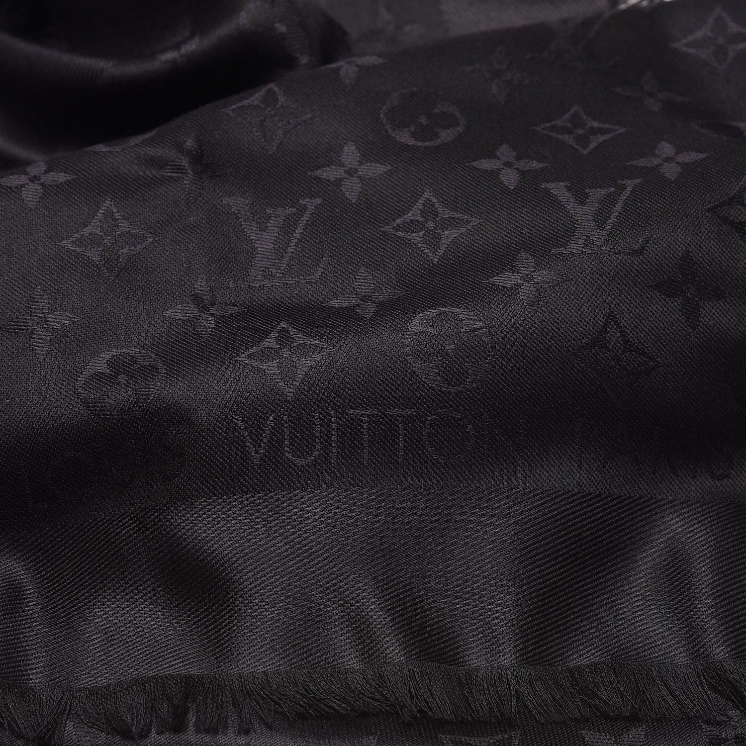 Louis Vuitton Wool Silk Monogram Shawl Black 4 of 4